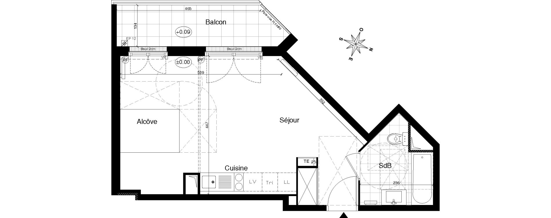 Appartement T2 de 36,60 m2 &agrave; Gagny Centre