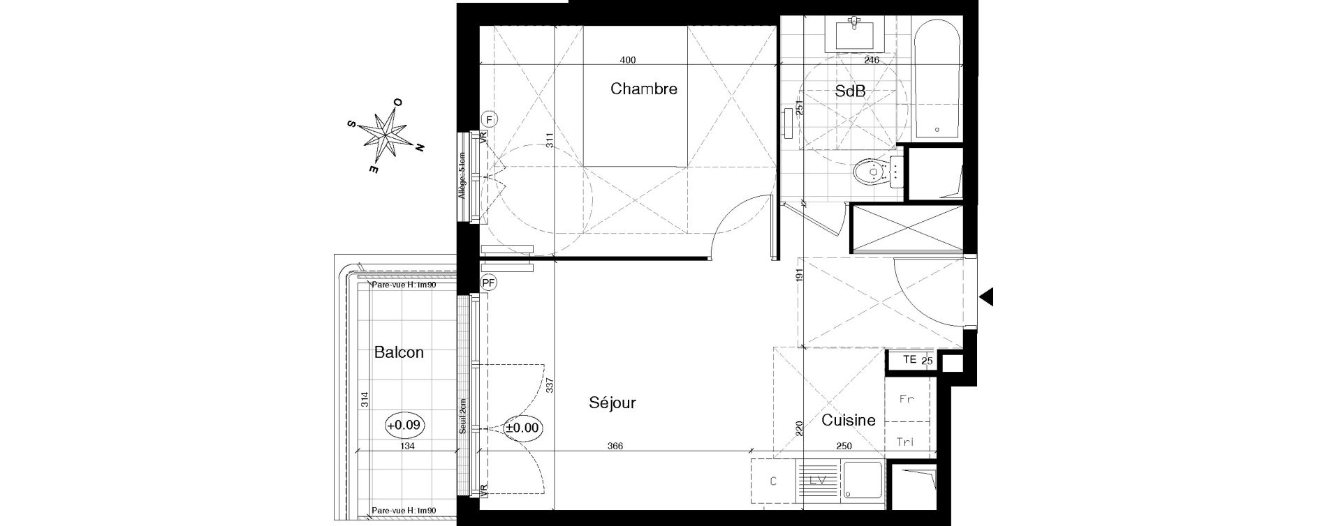 Appartement T2 de 40,40 m2 &agrave; Gagny Centre