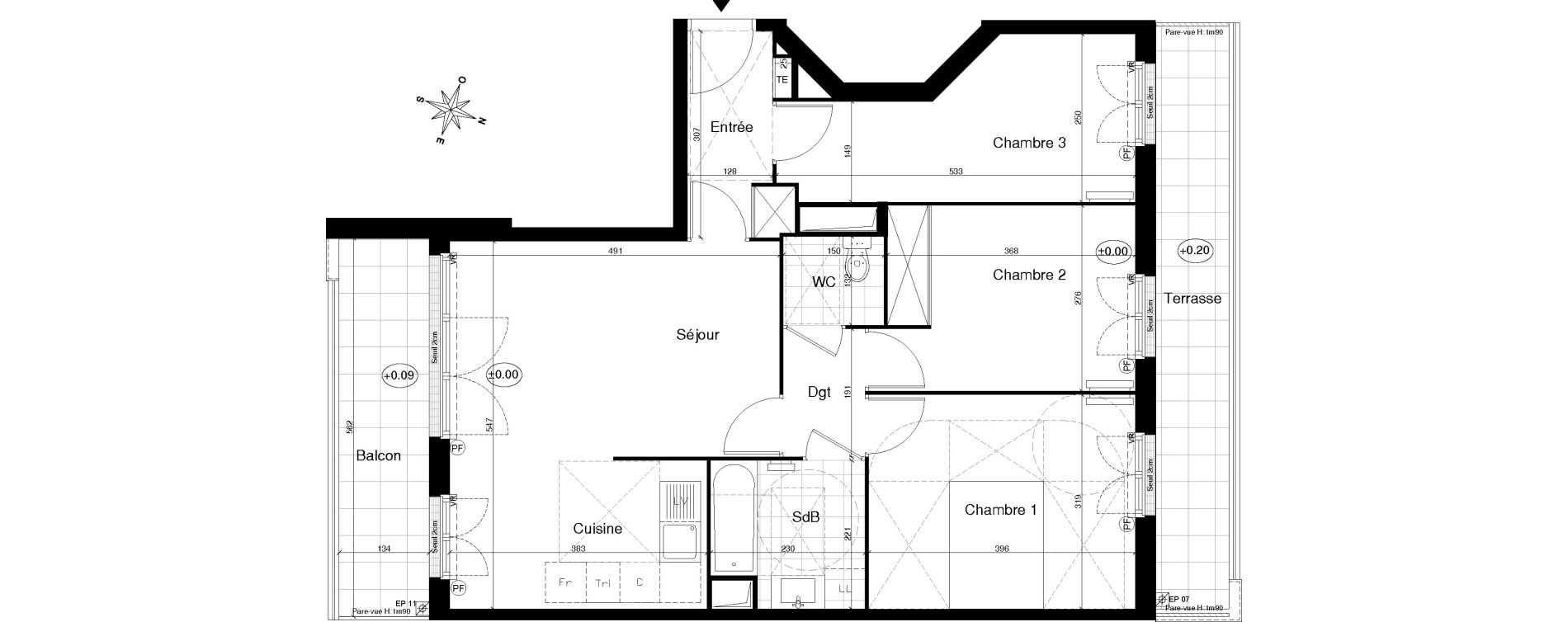 Appartement T4 de 71,20 m2 &agrave; Gagny Centre