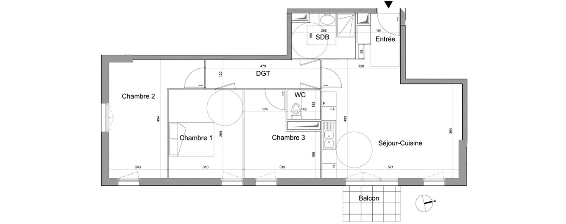 Appartement T4 de 75,81 m2 &agrave; Gagny Centre