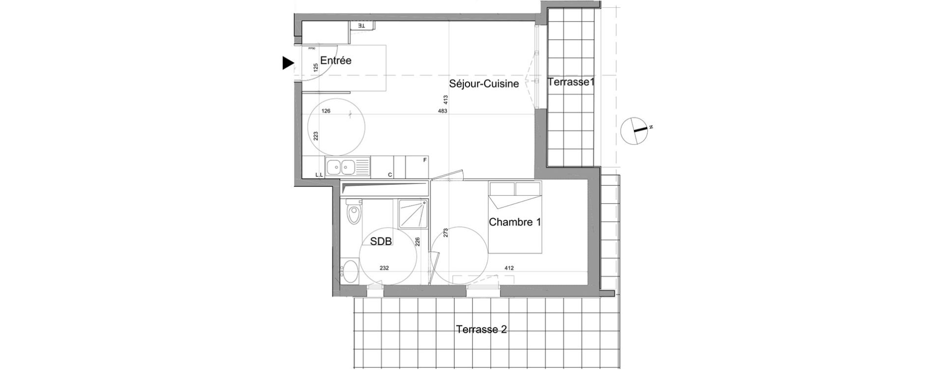 Appartement T2 de 41,39 m2 &agrave; Gagny Centre