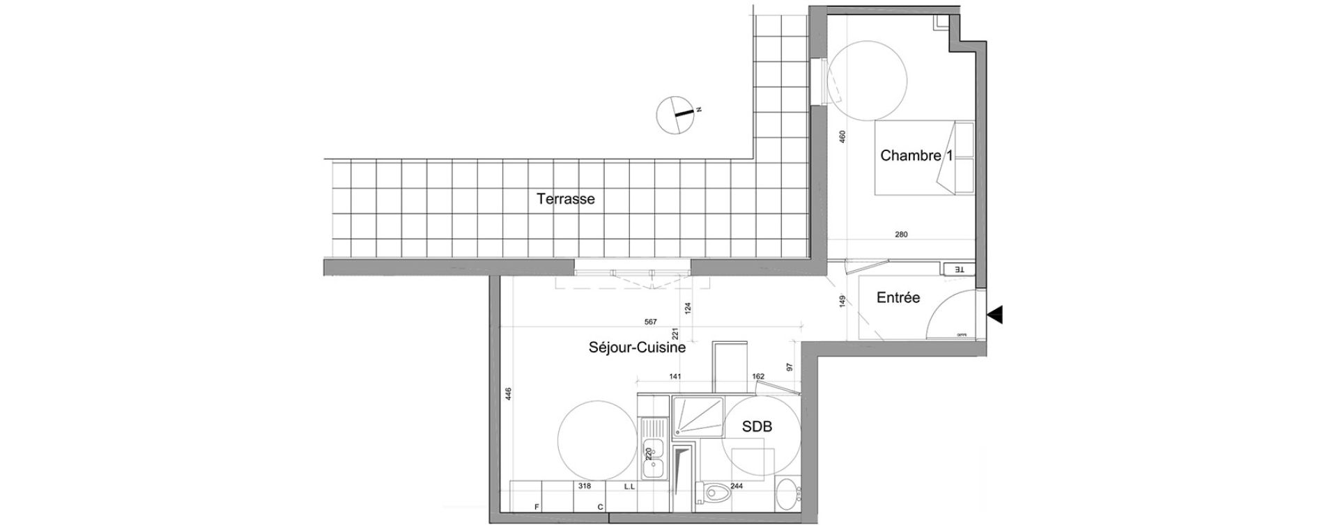 Appartement T2 de 41,41 m2 &agrave; Gagny Centre