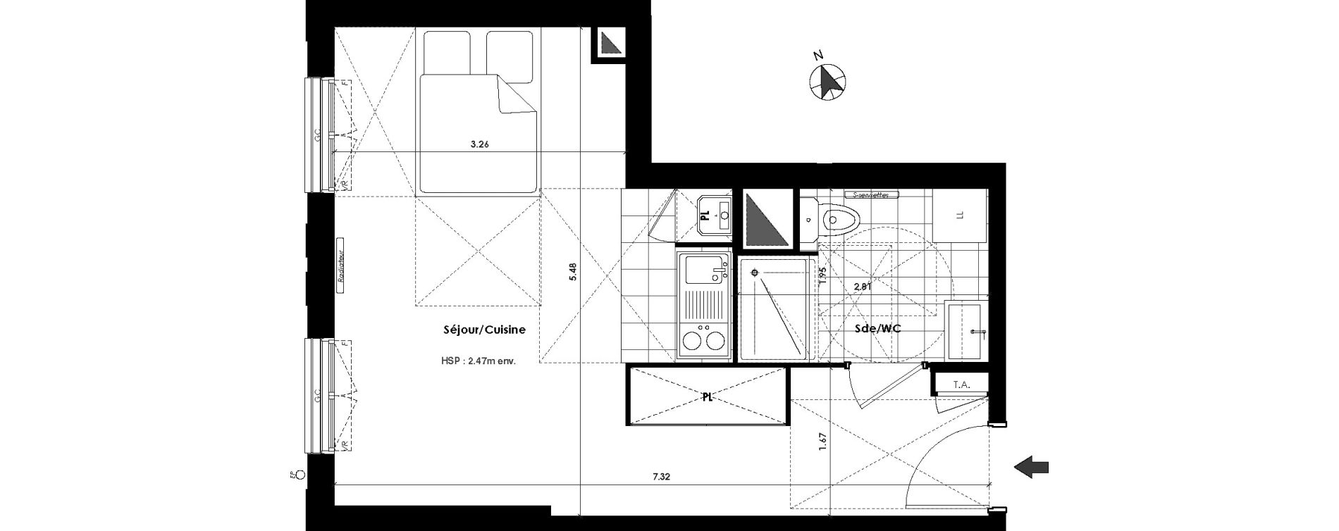 Appartement T1 de 31,20 m2 &agrave; Gagny Centre