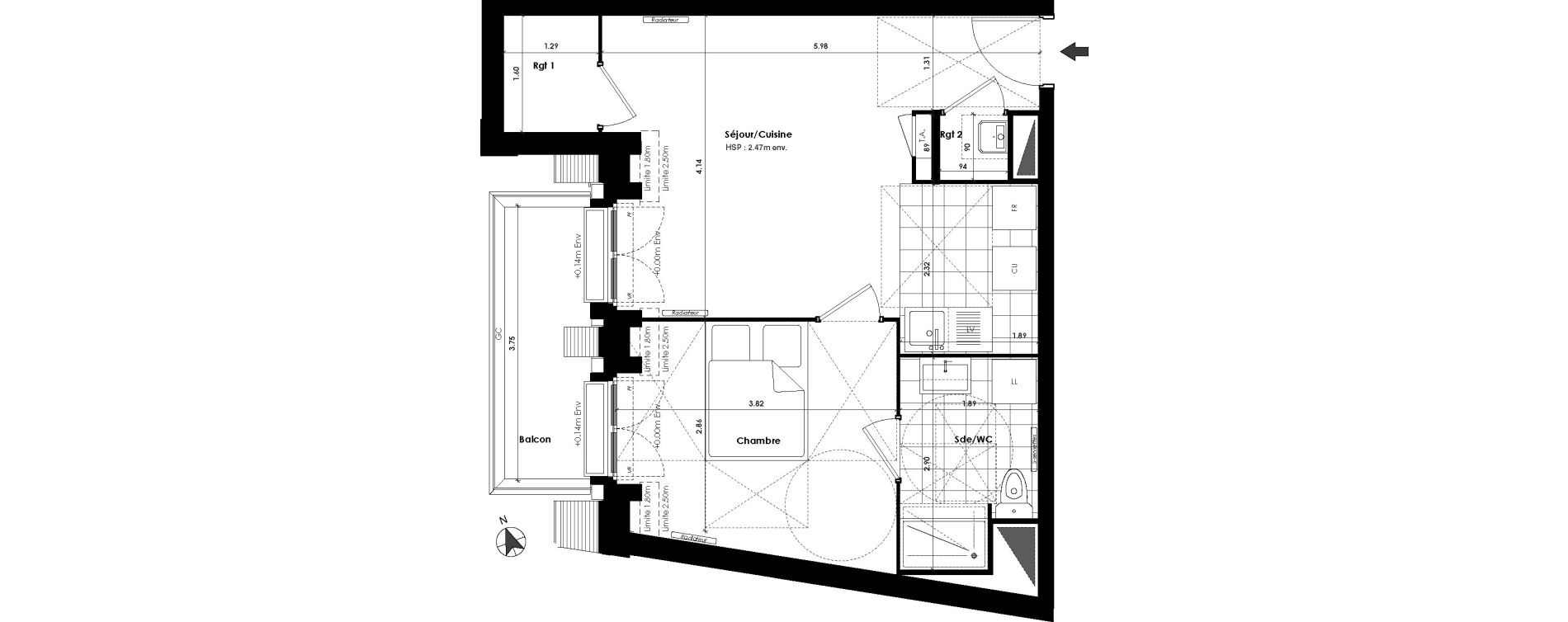 Appartement T2 de 42,50 m2 &agrave; Gagny Centre