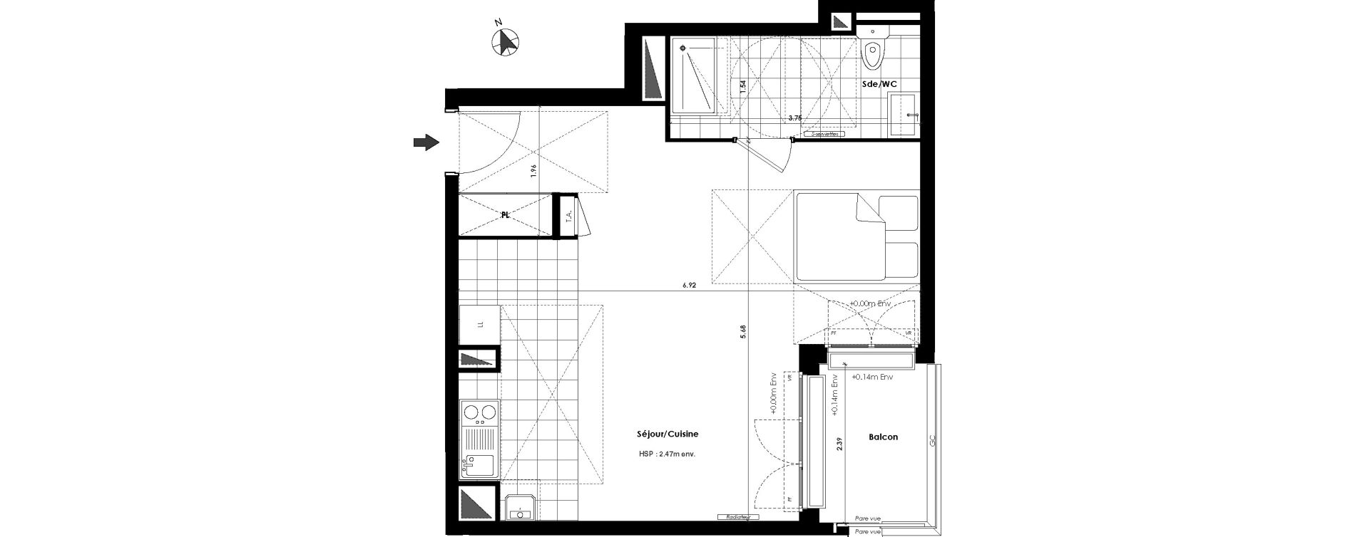 Appartement T1 de 41,10 m2 &agrave; Gagny Centre