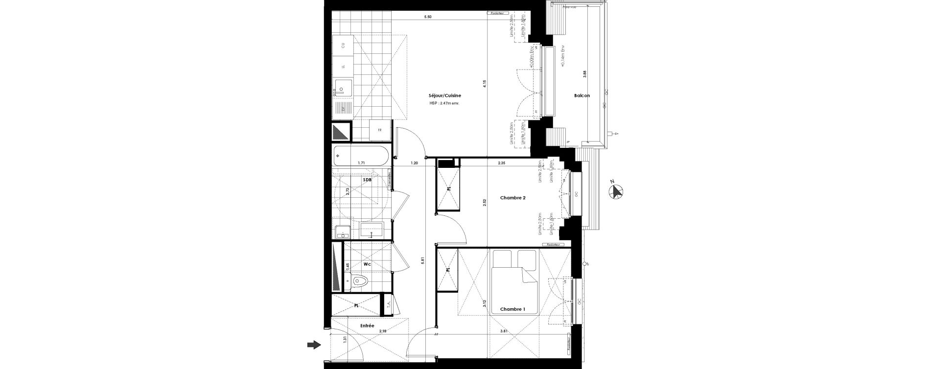 Appartement T3 de 60,40 m2 &agrave; Gagny Centre
