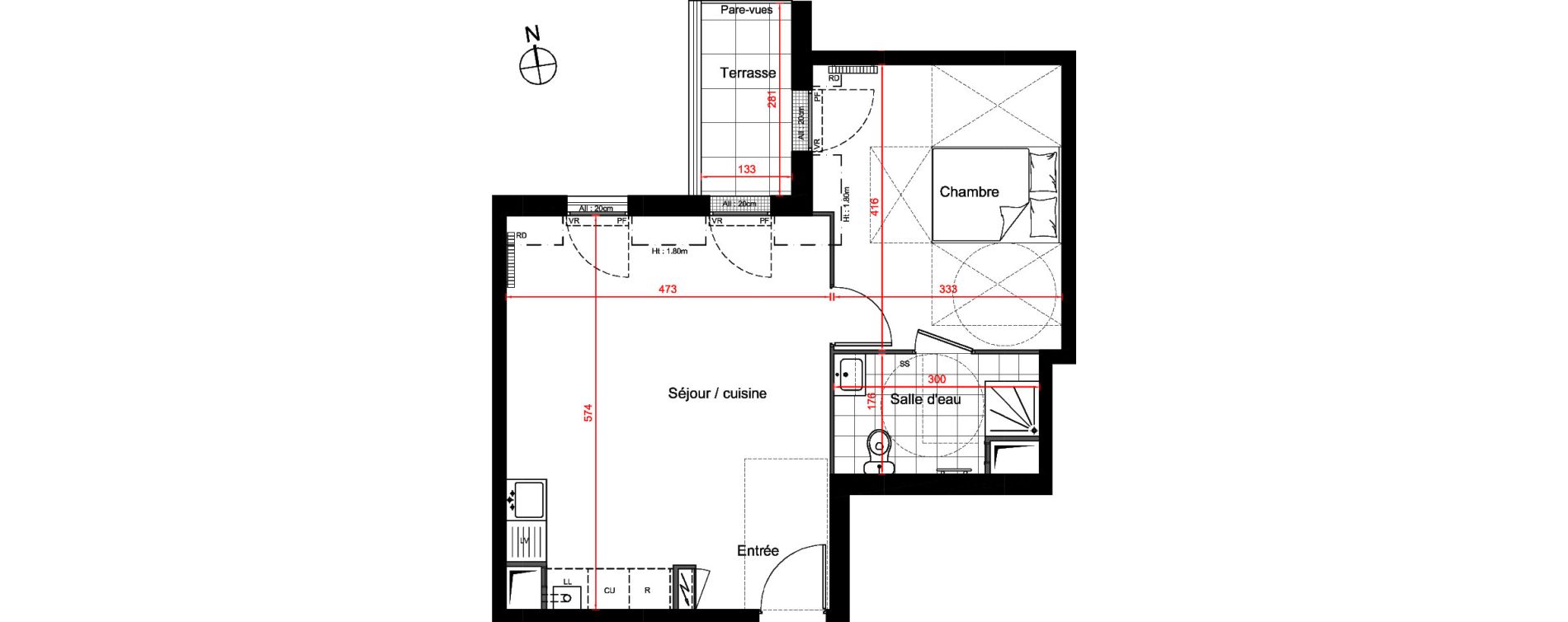 Appartement T2 de 44,17 m2 &agrave; Gagny Centre