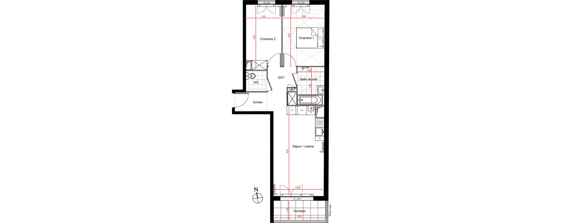 Appartement T3 de 57,13 m2 &agrave; Gagny Centre
