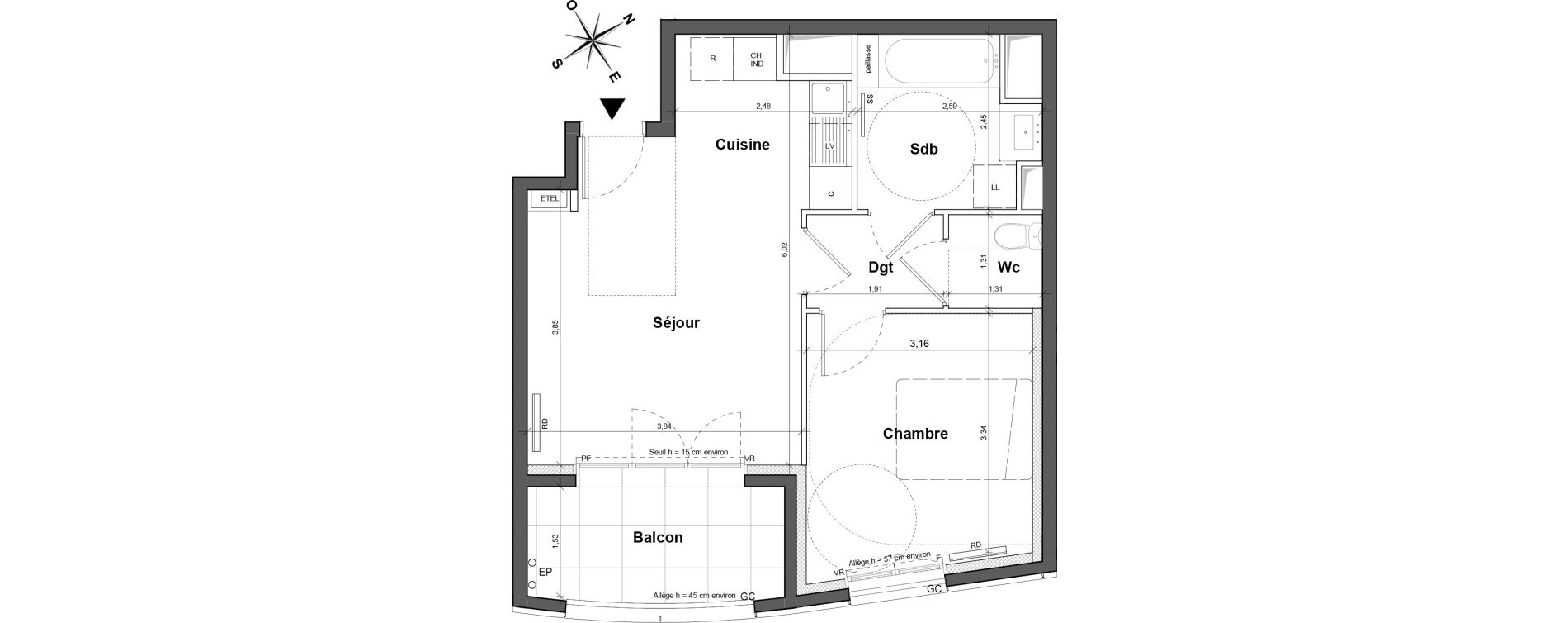 Appartement T2 de 41,62 m2 &agrave; La Courneuve Centre
