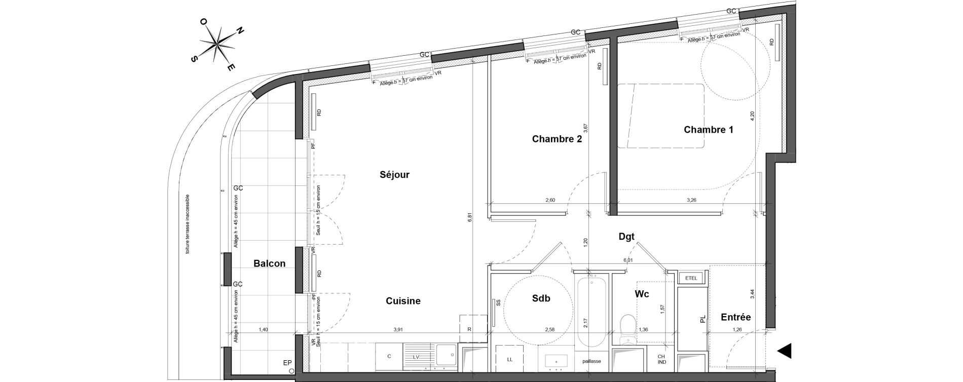 Appartement T3 de 67,44 m2 &agrave; La Courneuve Centre