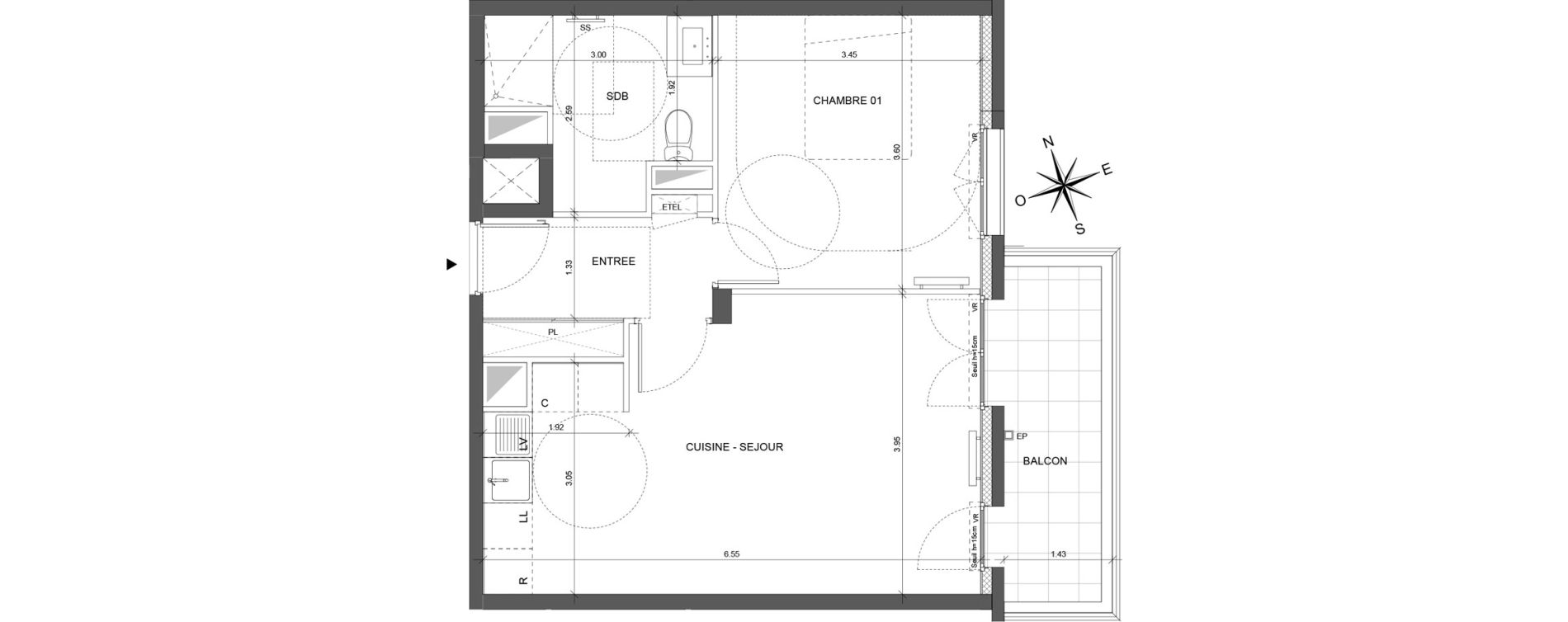 Appartement T2 de 46,42 m2 &agrave; La Courneuve Centre