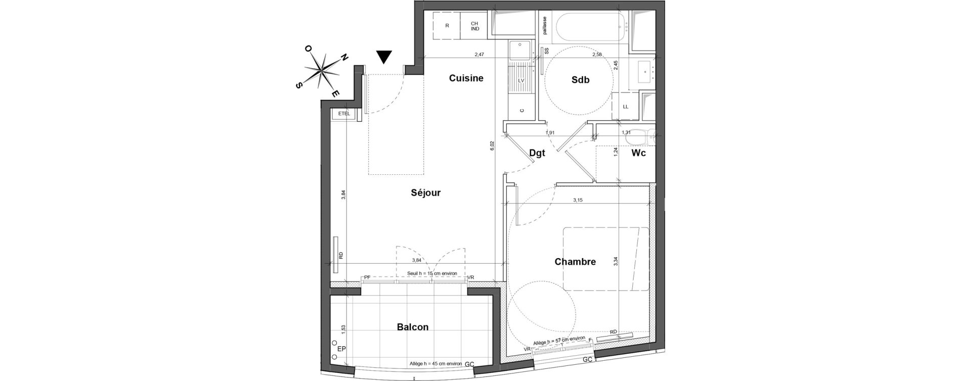 Appartement T2 de 41,00 m2 &agrave; La Courneuve Centre