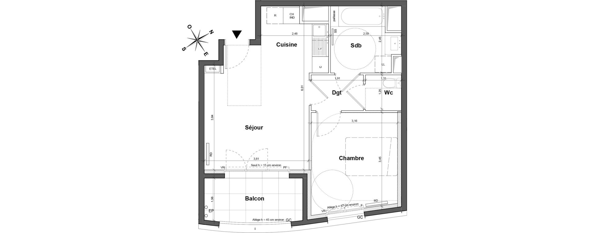 Appartement T2 de 41,62 m2 &agrave; La Courneuve Centre