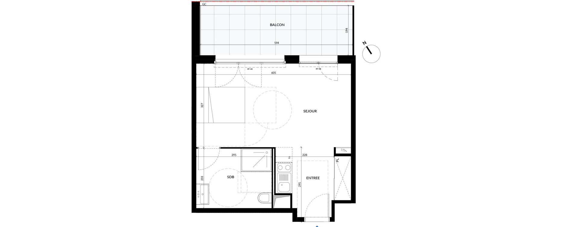 Appartement T1 de 33,47 m2 &agrave; La Courneuve Quinet cachin