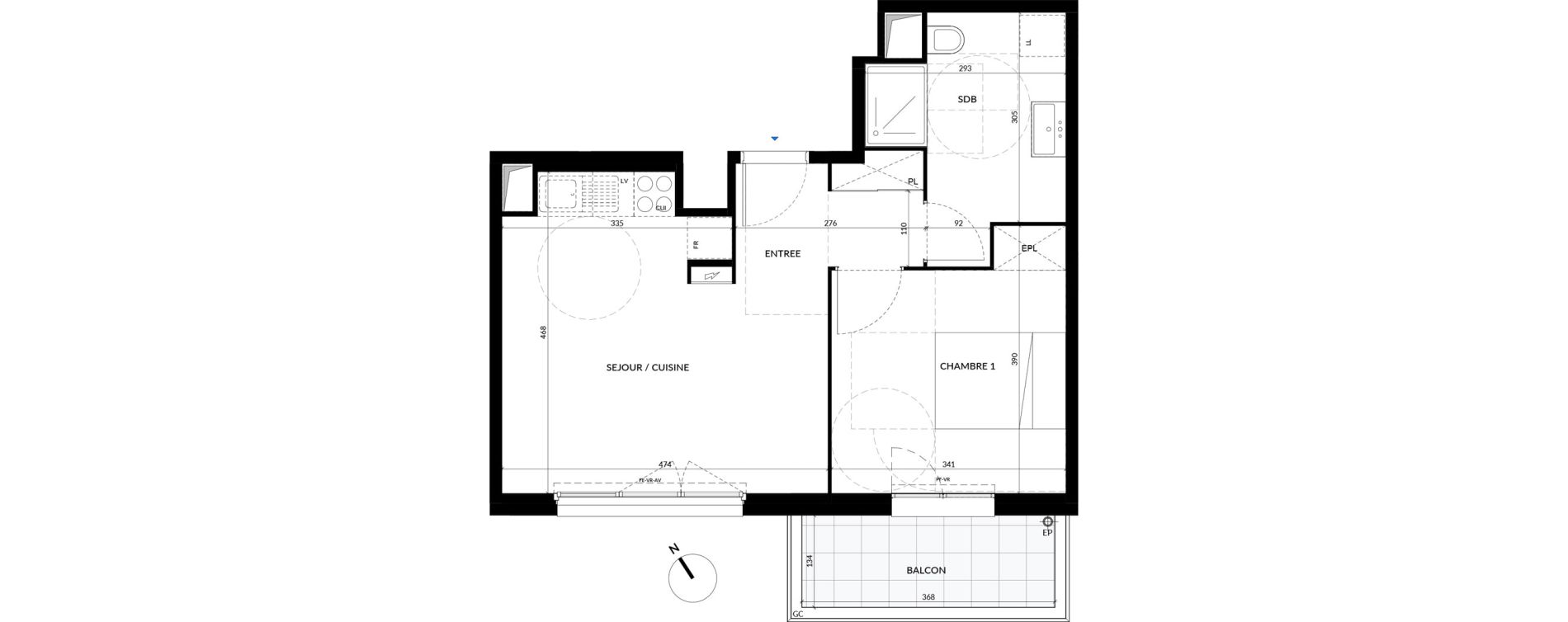 Appartement T2 de 43,23 m2 &agrave; La Courneuve Quinet cachin