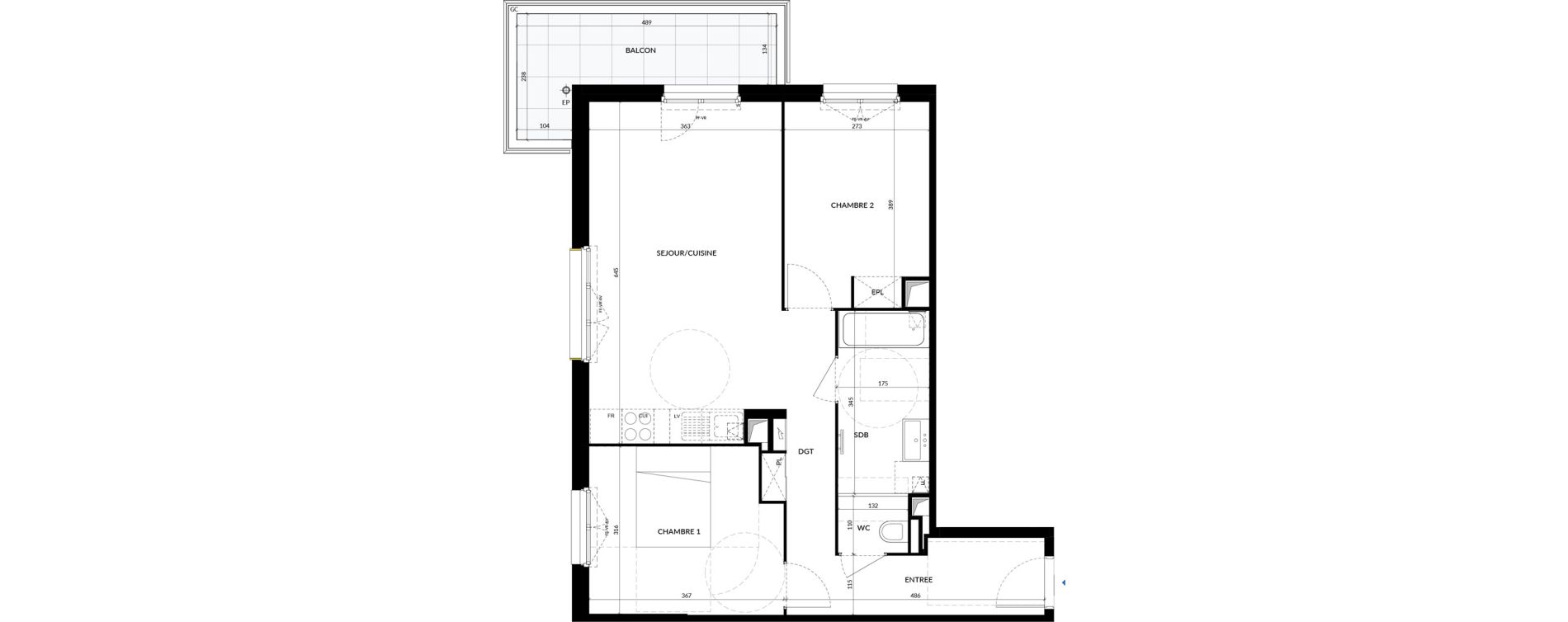 Appartement T3 de 62,88 m2 &agrave; La Courneuve Quinet cachin