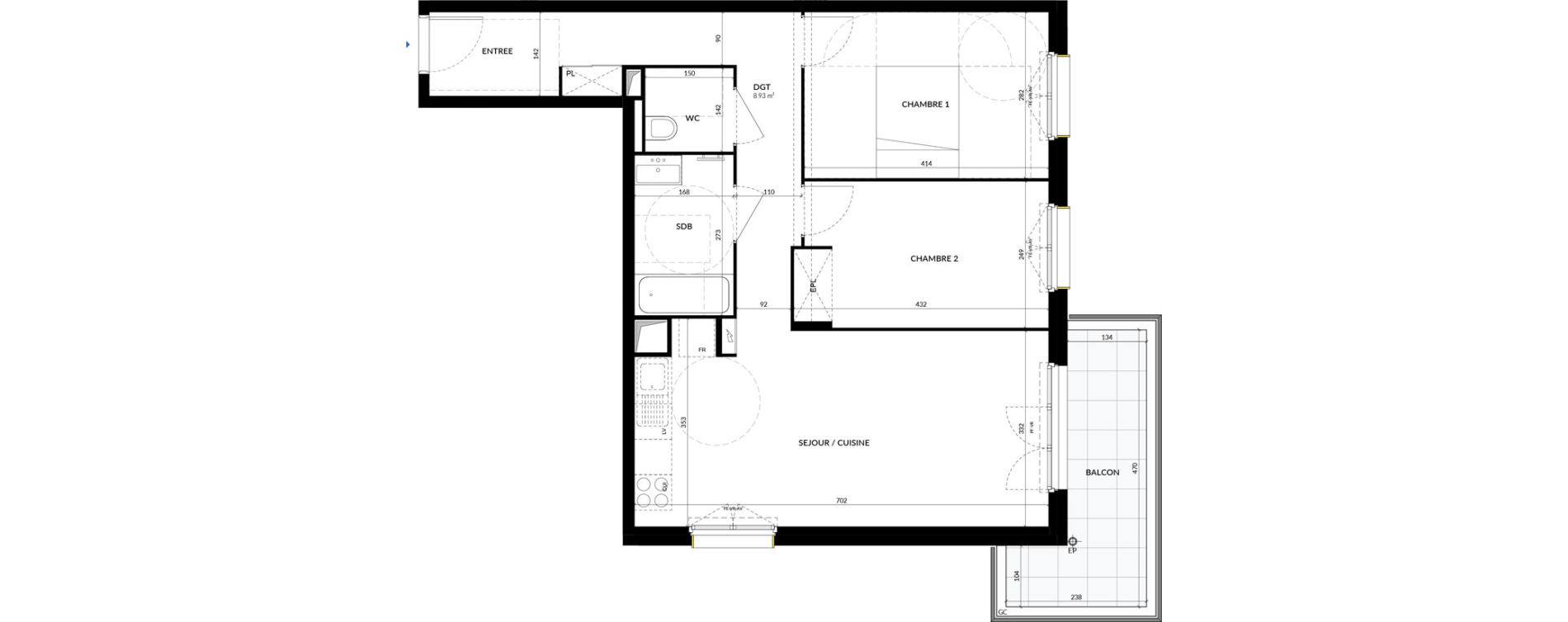 Appartement T3 de 63,94 m2 &agrave; La Courneuve Quinet cachin