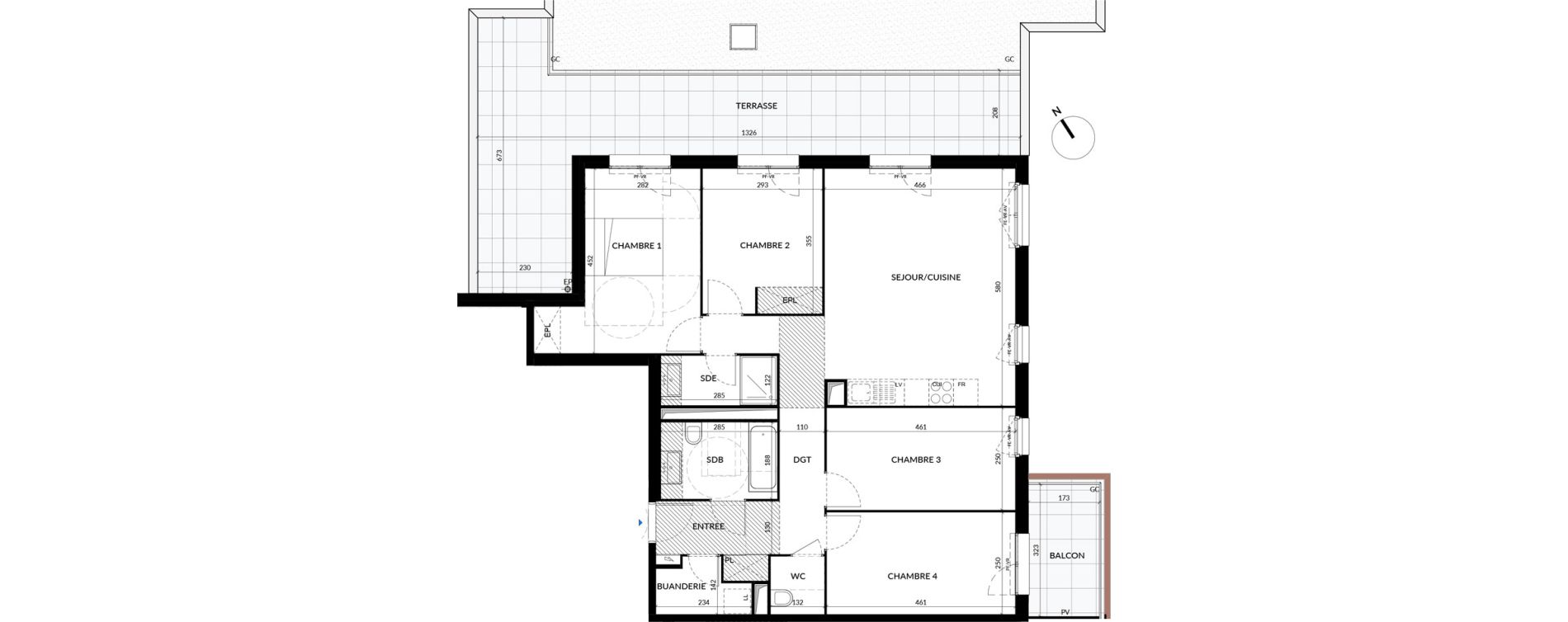 Appartement T5 de 100,58 m2 &agrave; La Courneuve Quinet cachin