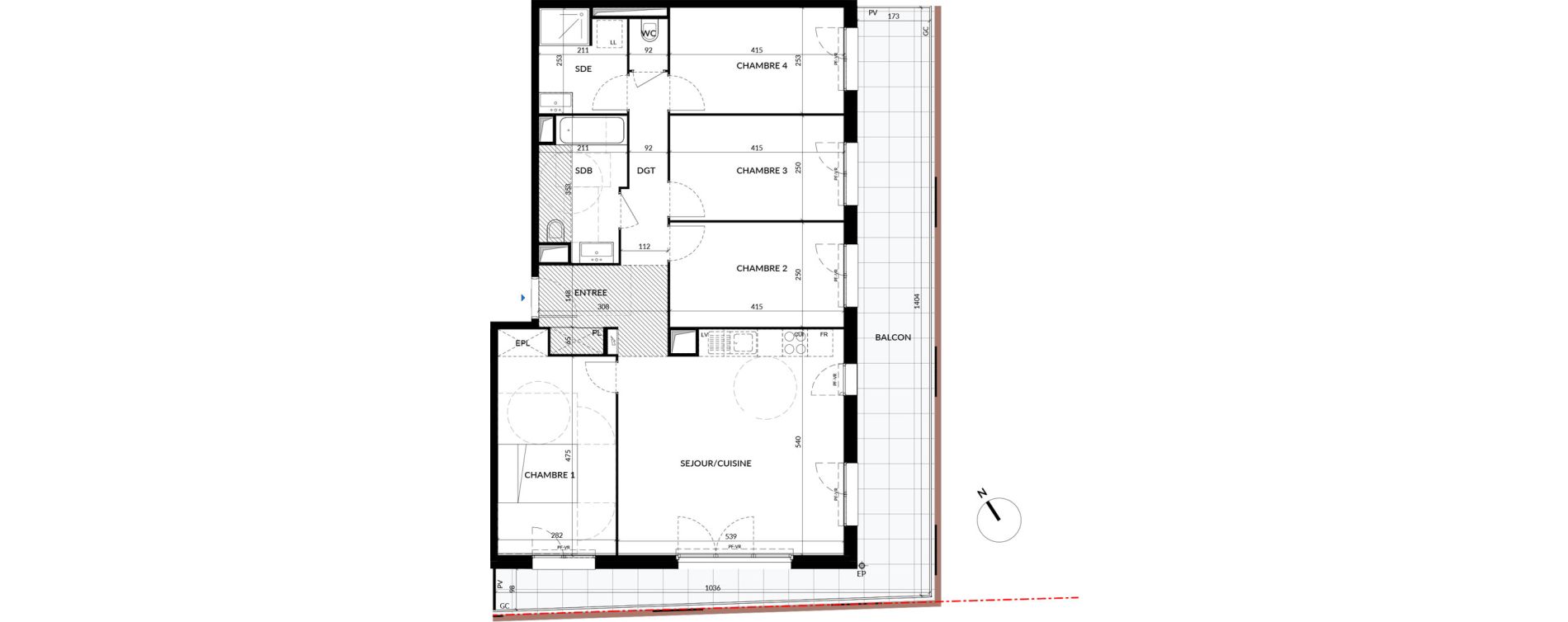 Appartement T5 de 96,82 m2 &agrave; La Courneuve Quinet cachin