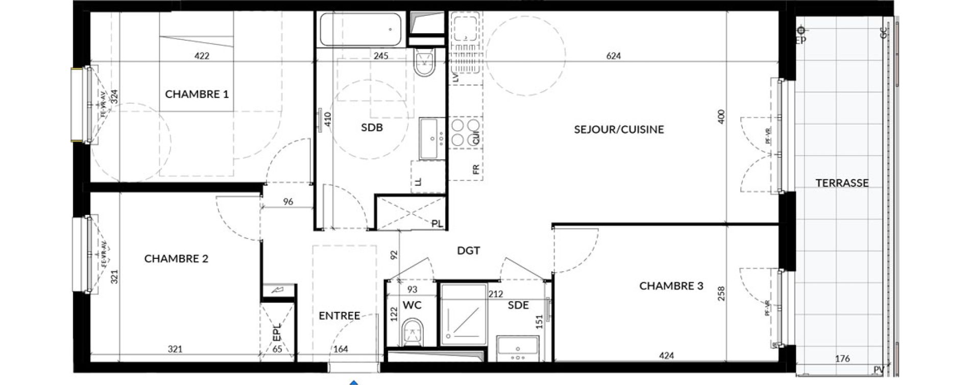 Appartement T4 de 83,13 m2 &agrave; La Courneuve Quinet cachin