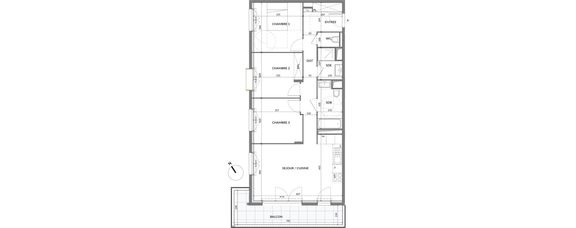 Appartement T4 de 79,13 m2 &agrave; La Courneuve Quinet cachin
