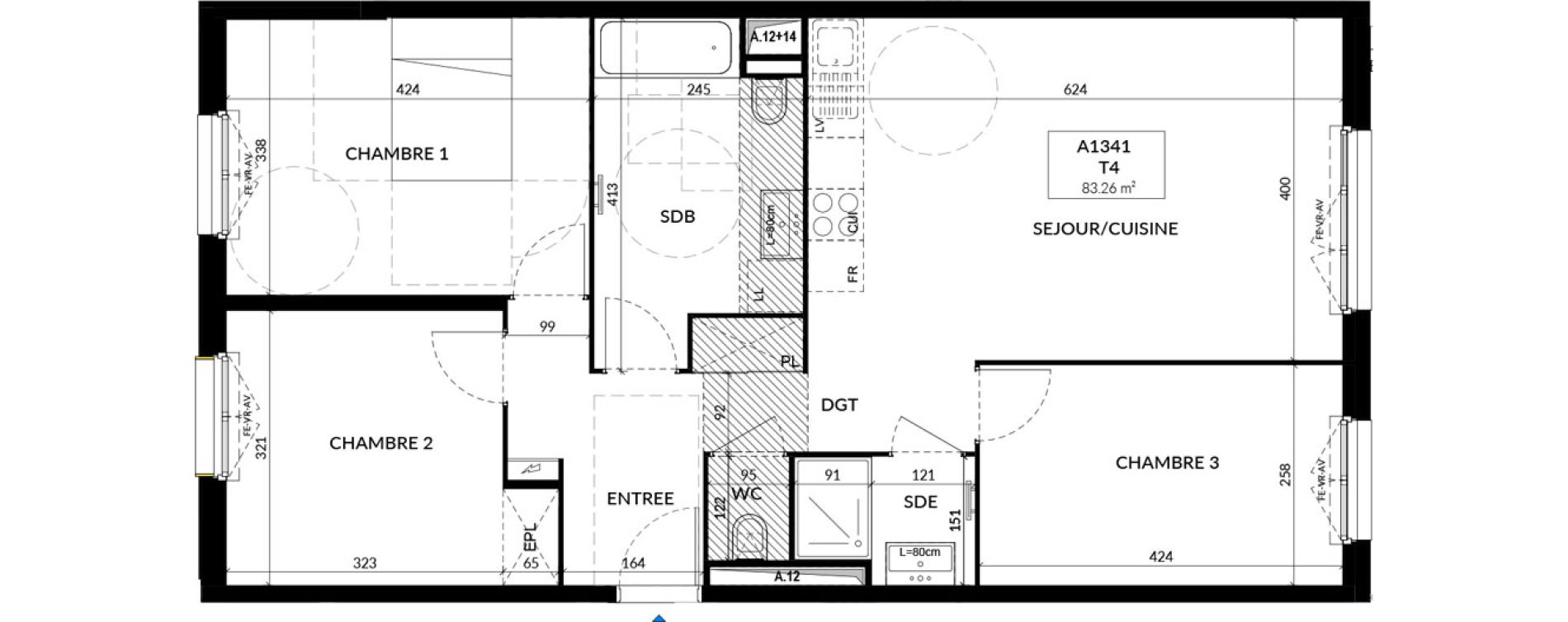 Appartement T4 de 83,26 m2 &agrave; La Courneuve Quinet cachin