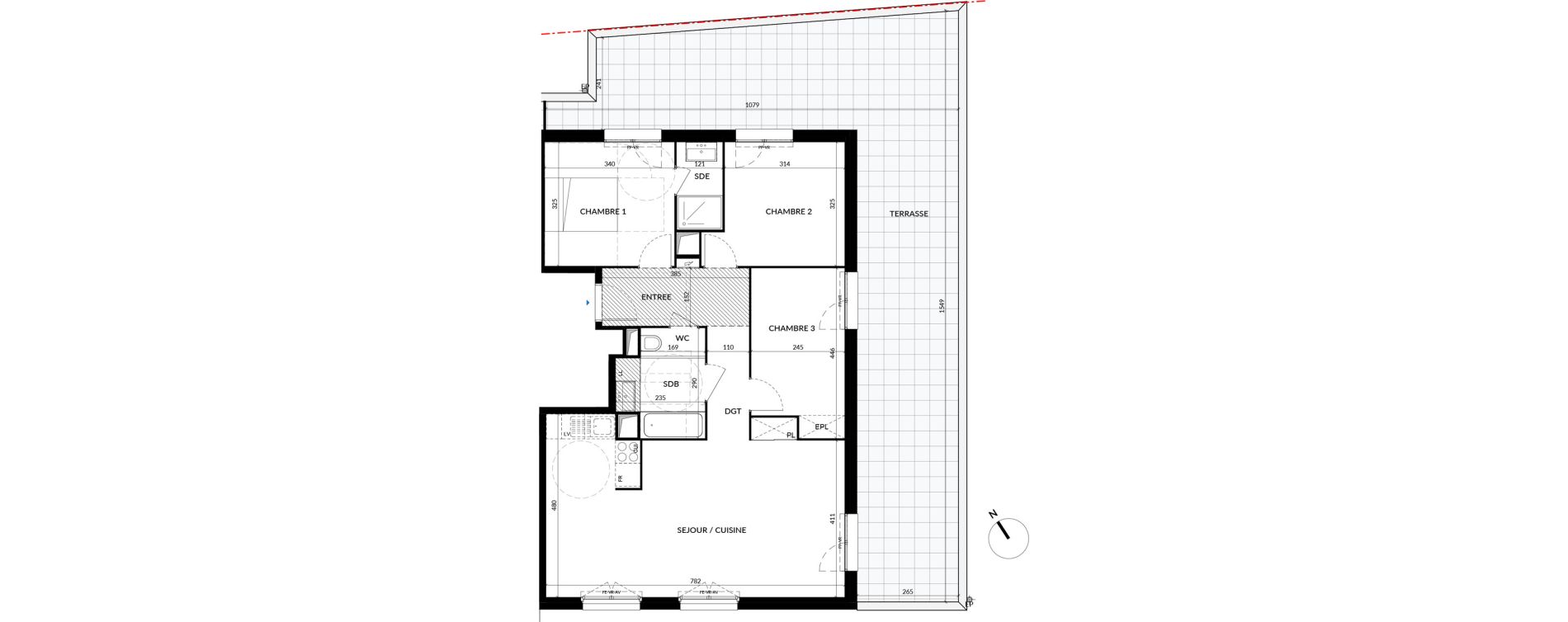 Appartement T4 de 83,63 m2 &agrave; La Courneuve Quinet cachin