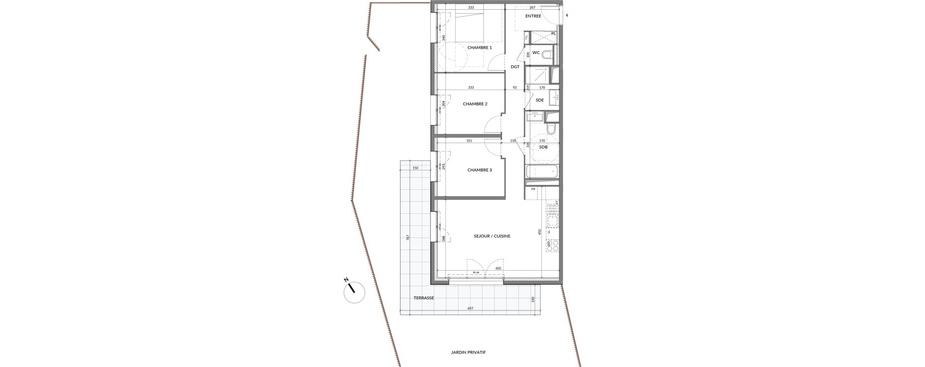 Appartement T4 de 77,94 m2 &agrave; La Courneuve Quinet cachin