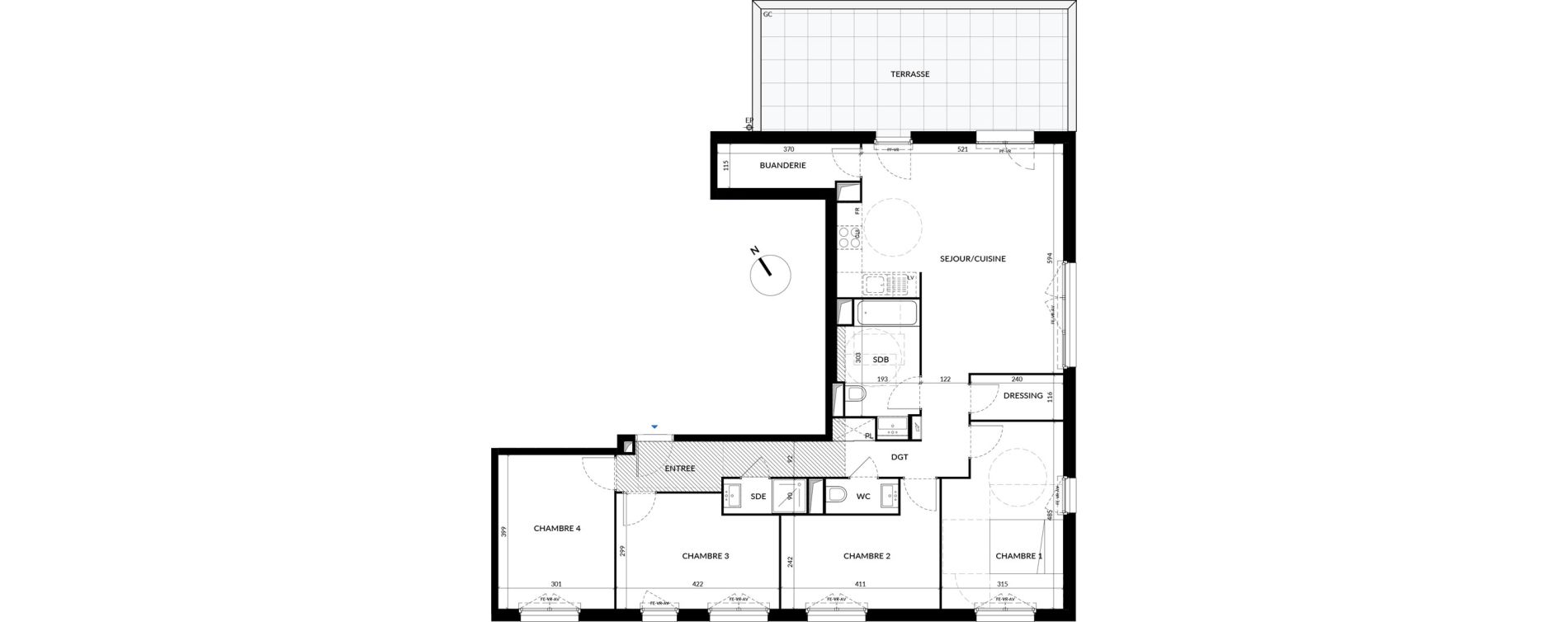 Appartement T5 de 107,55 m2 &agrave; La Courneuve Quinet cachin