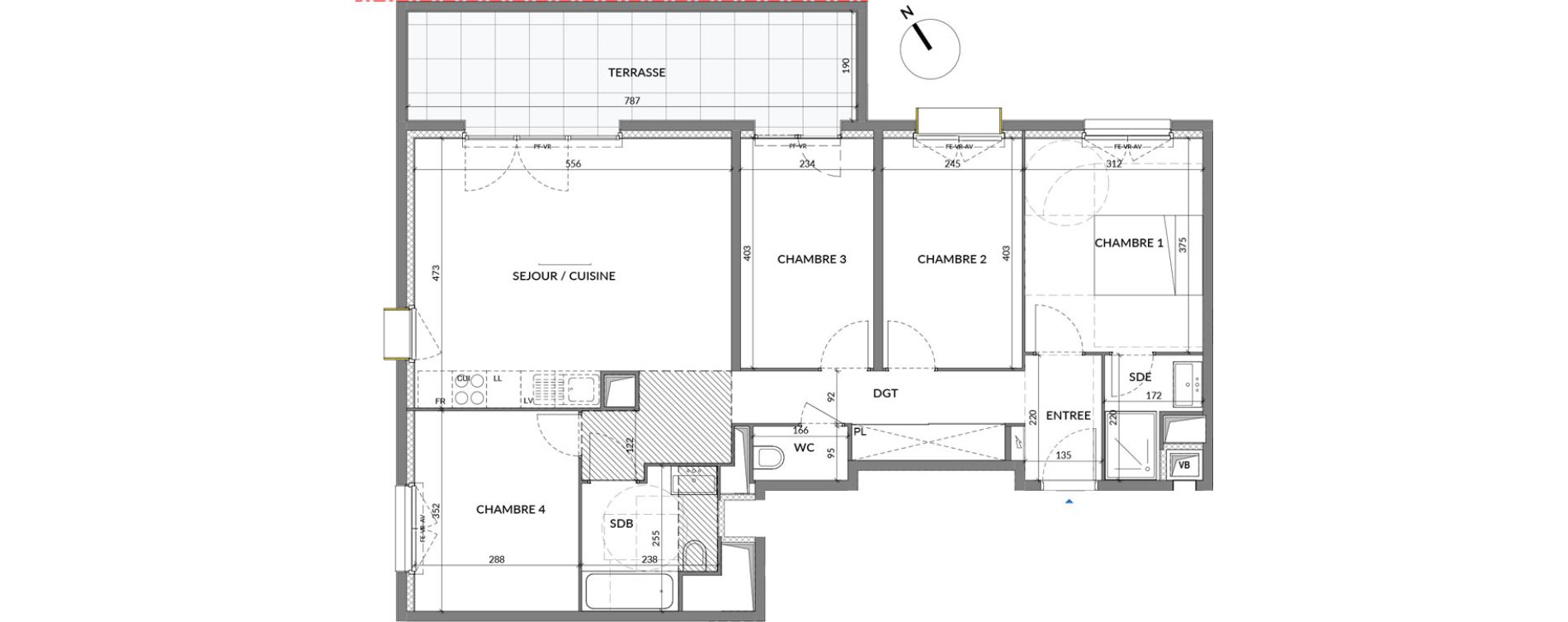 Appartement T5 de 88,93 m2 &agrave; La Courneuve Quinet cachin