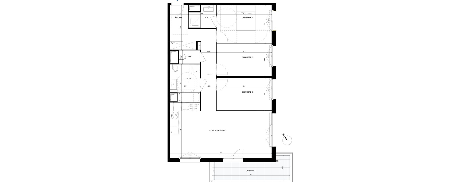 Appartement T4 de 83,37 m2 &agrave; La Courneuve Quinet cachin
