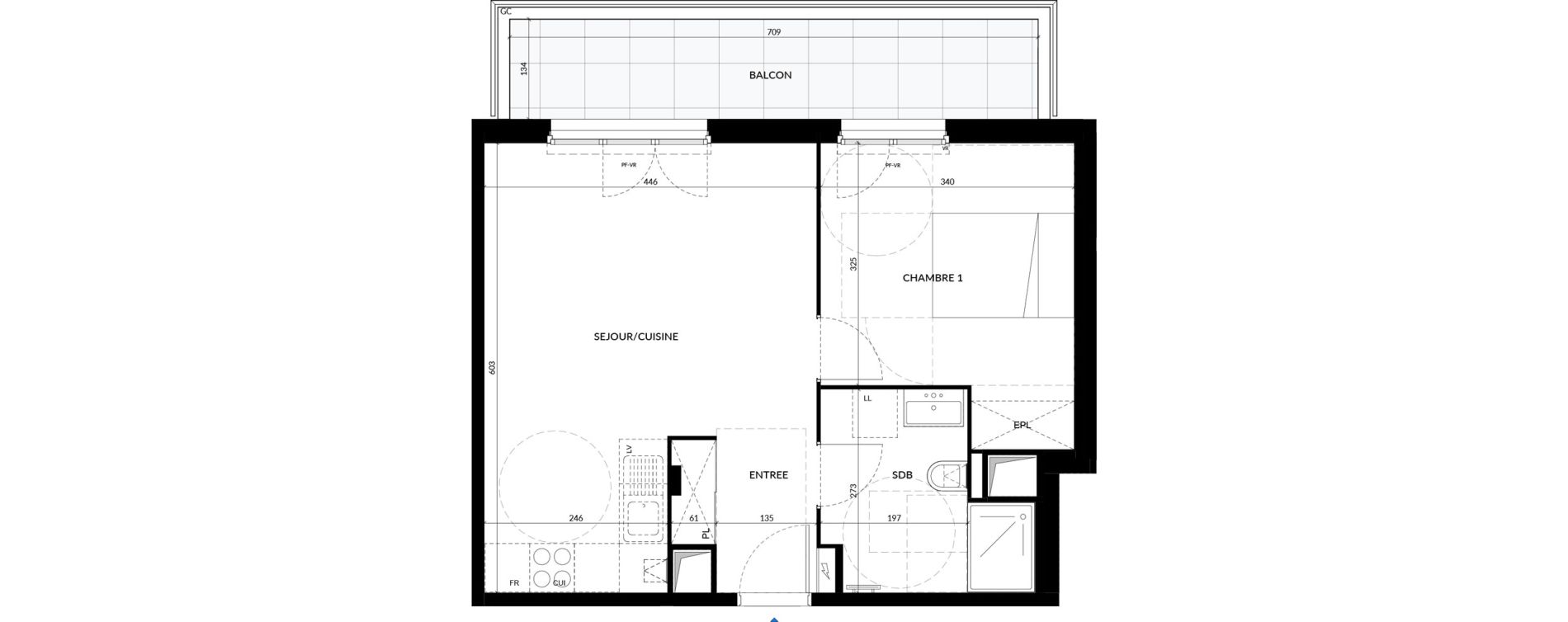 Appartement T2 de 44,86 m2 &agrave; La Courneuve Quinet cachin