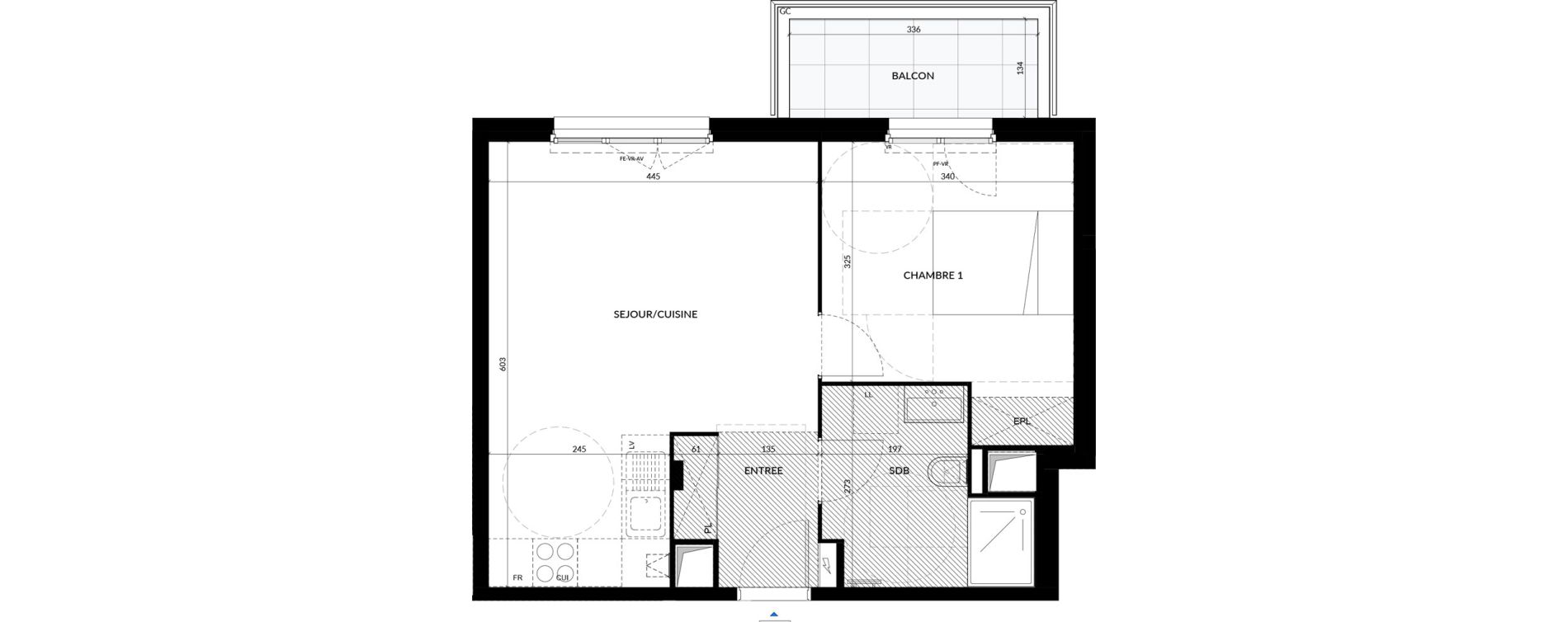 Appartement T2 de 44,80 m2 &agrave; La Courneuve Quinet cachin