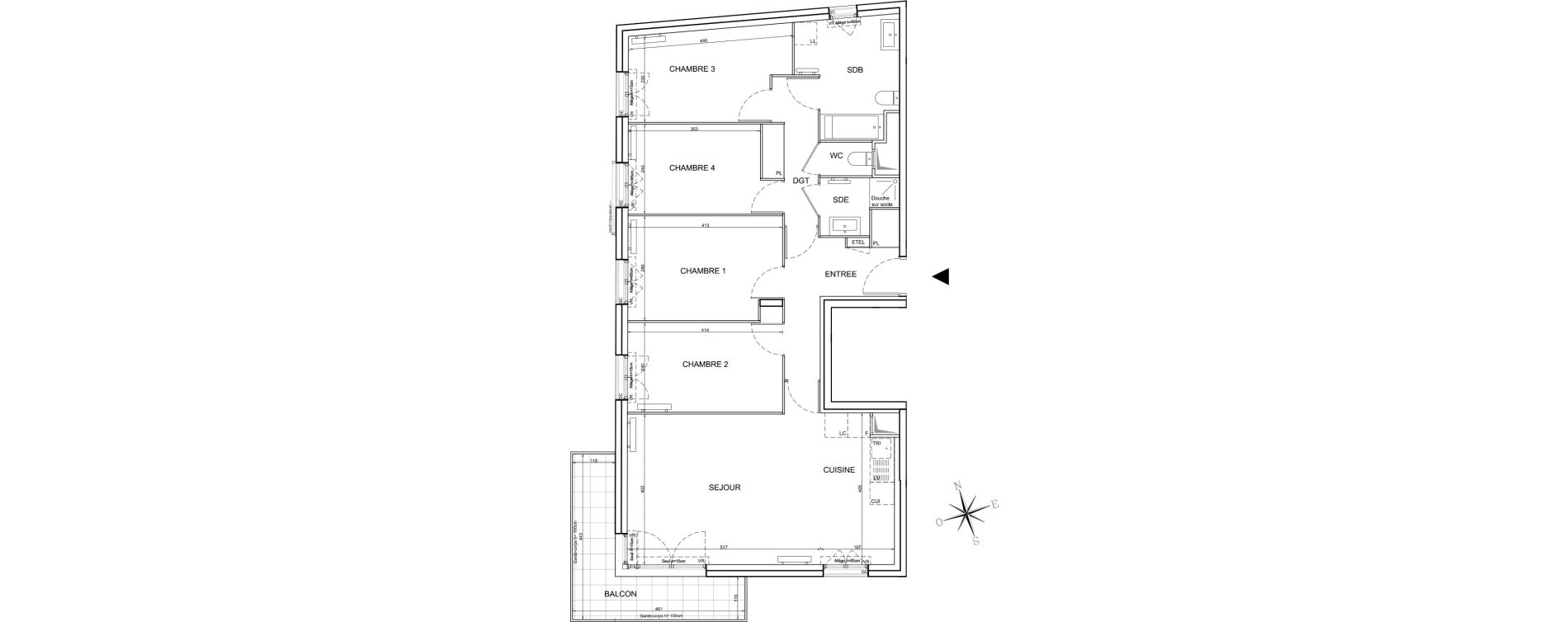 Appartement T5 de 93,77 m2 &agrave; La Courneuve Centre
