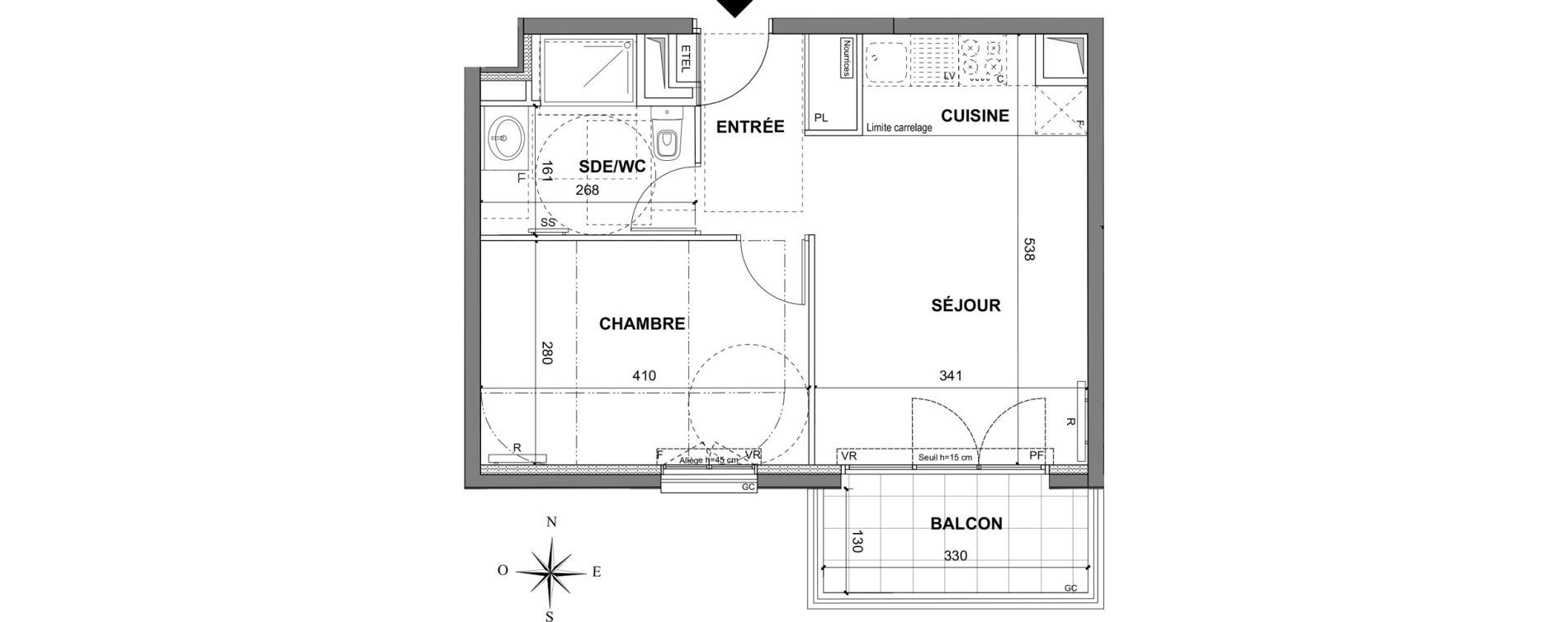 Appartement T2 de 38,30 m2 au Blanc-Mesnil La molette