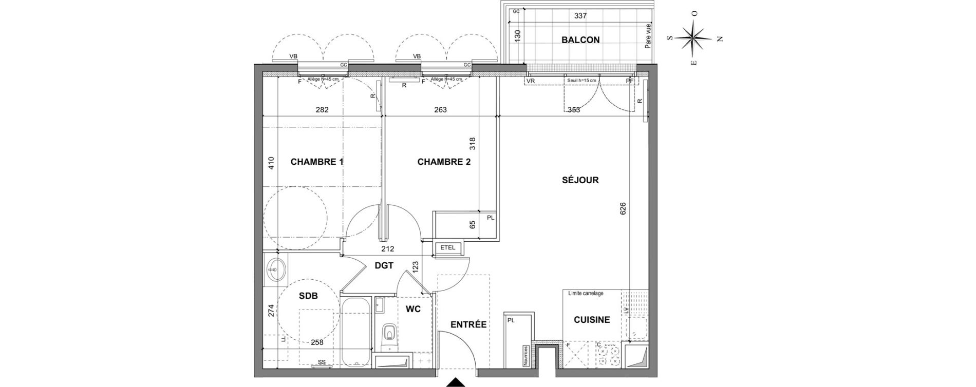 Appartement T3 de 60,00 m2 au Blanc-Mesnil La molette