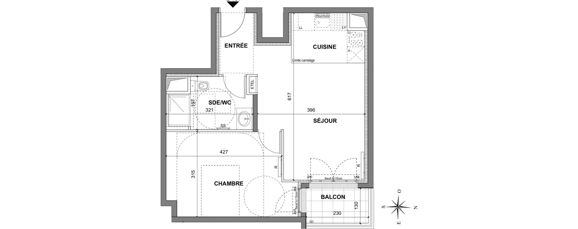 Appartement T2 de 43,30 m2 au Blanc-Mesnil La molette