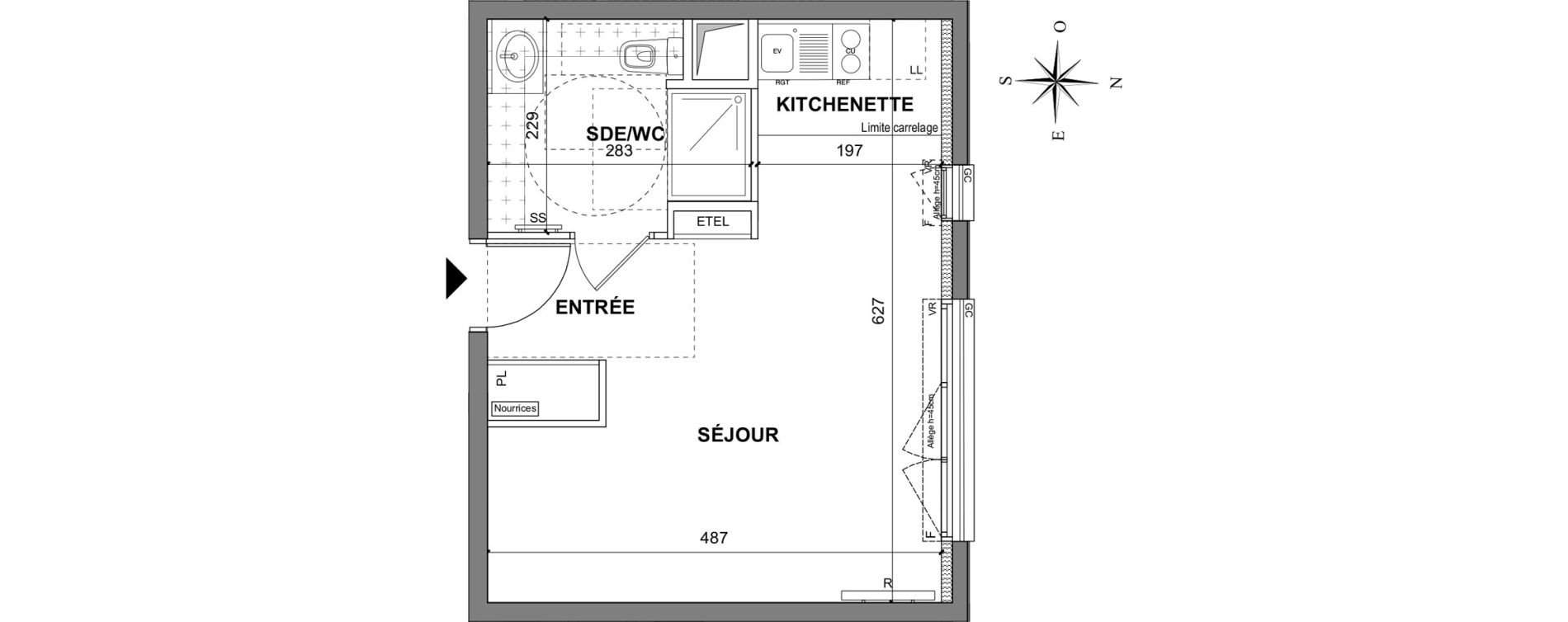 Appartement T1 bis de 29,10 m2 au Blanc-Mesnil La molette