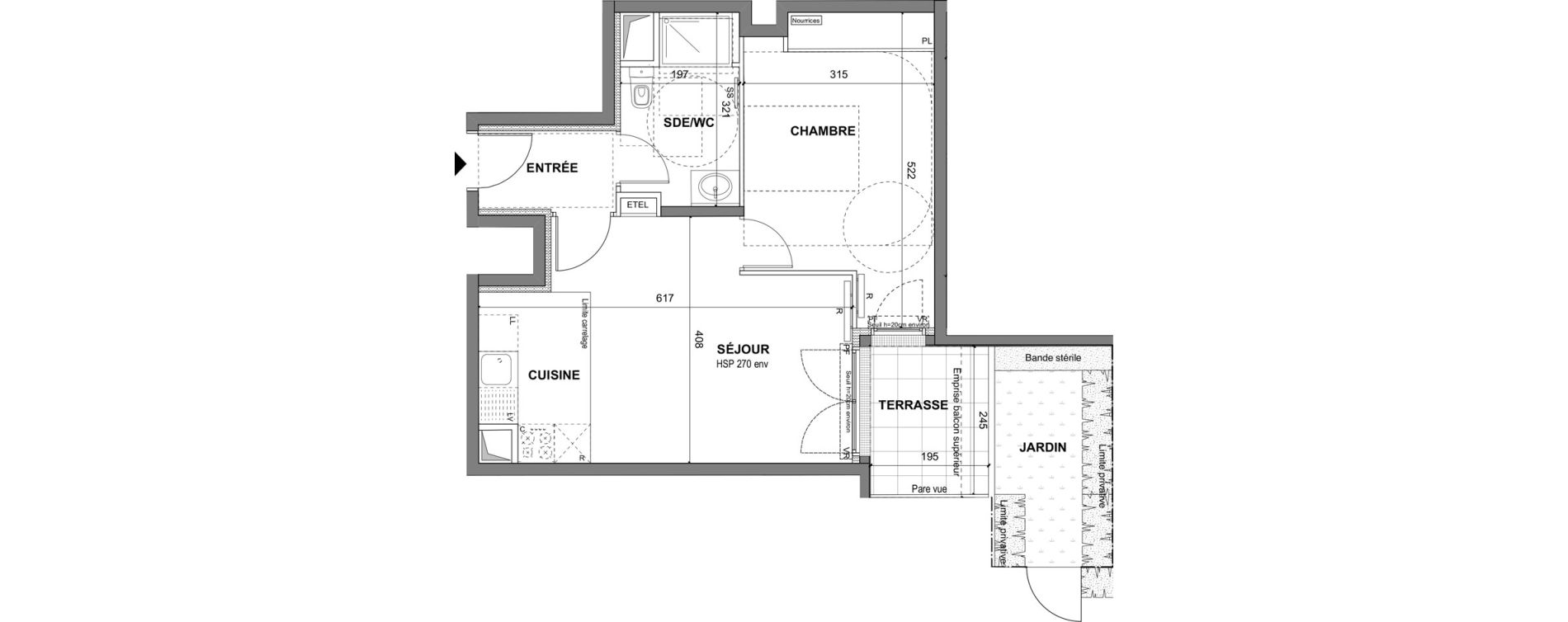 Appartement T2 de 44,35 m2 au Blanc-Mesnil La molette