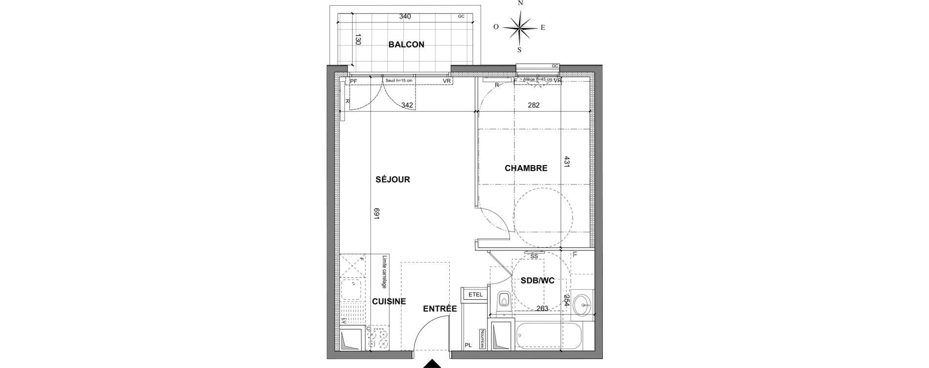 Appartement T2 de 41,90 m2 au Blanc-Mesnil La molette