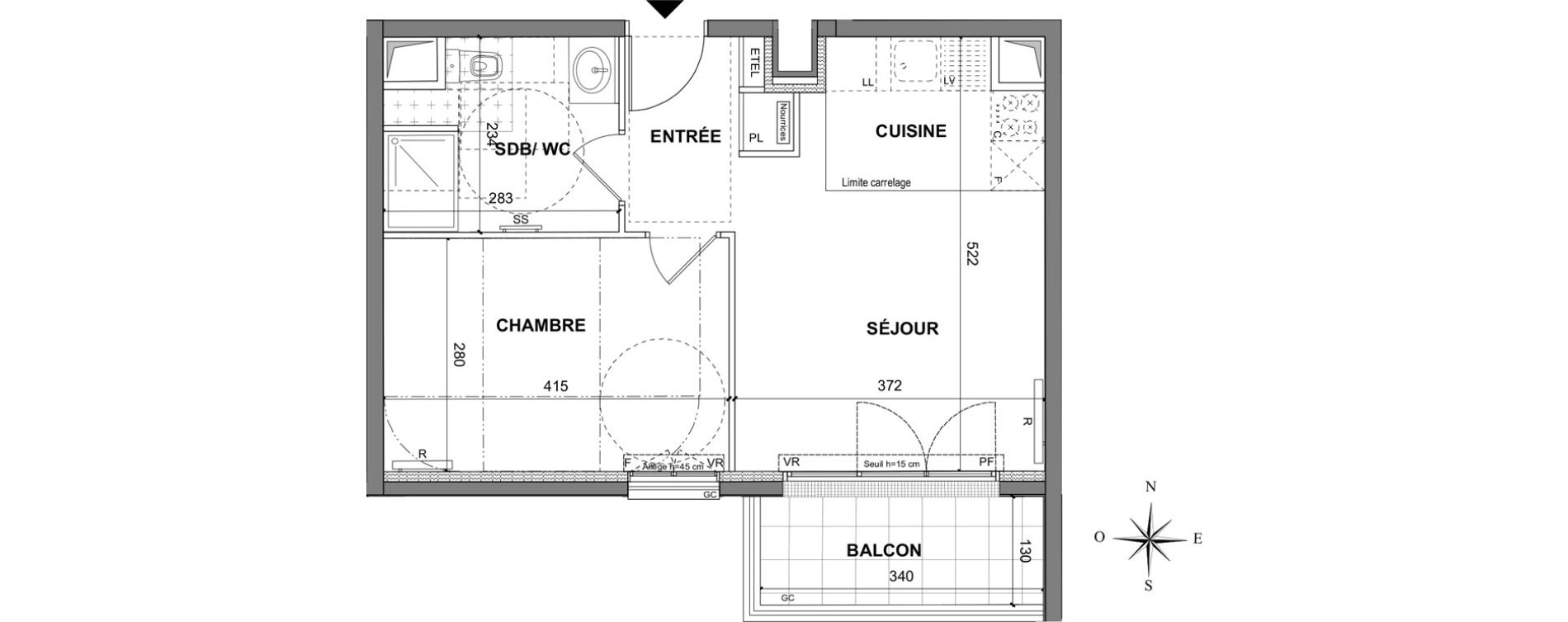 Appartement T2 de 39,00 m2 au Blanc-Mesnil La molette