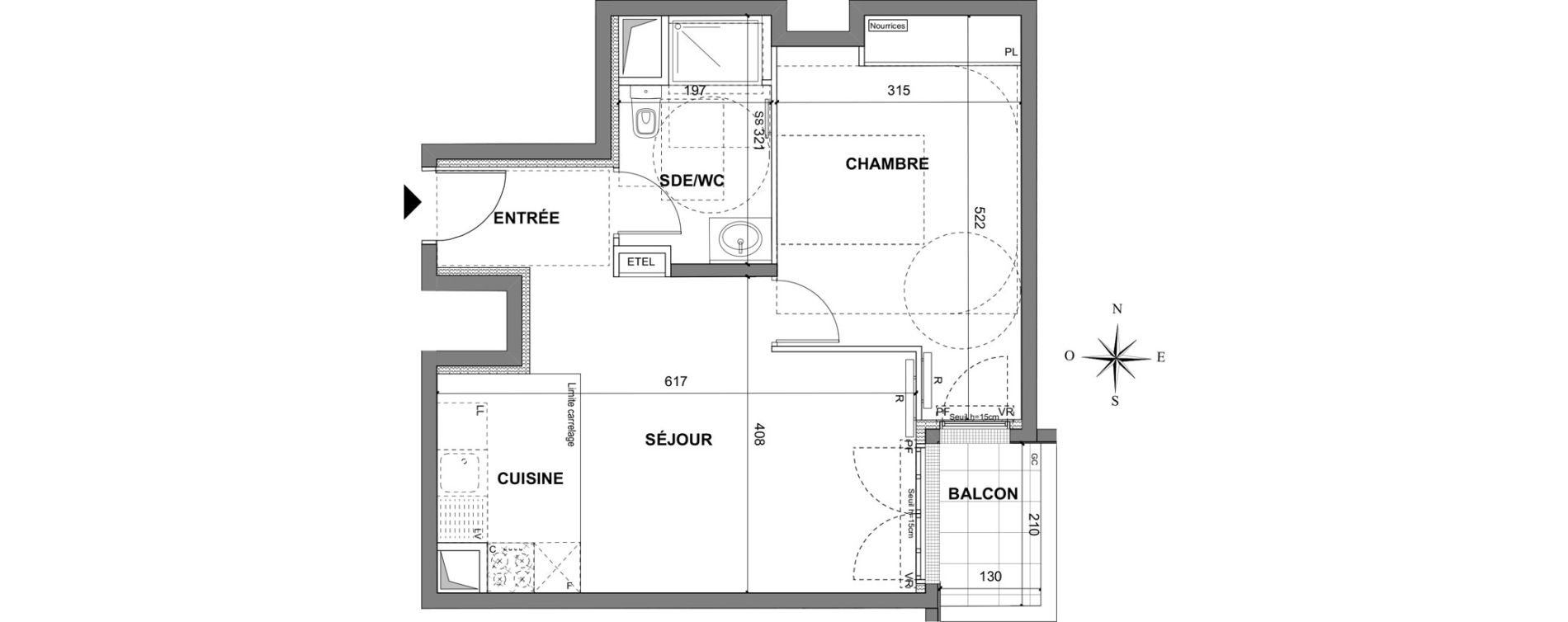 Appartement T2 de 44,25 m2 au Blanc-Mesnil La molette
