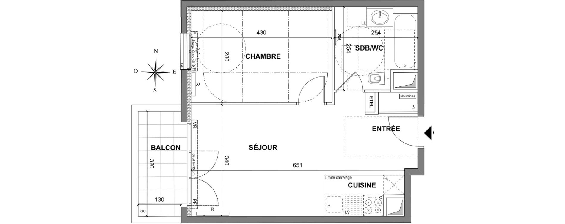 Appartement T2 de 41,05 m2 au Blanc-Mesnil La molette