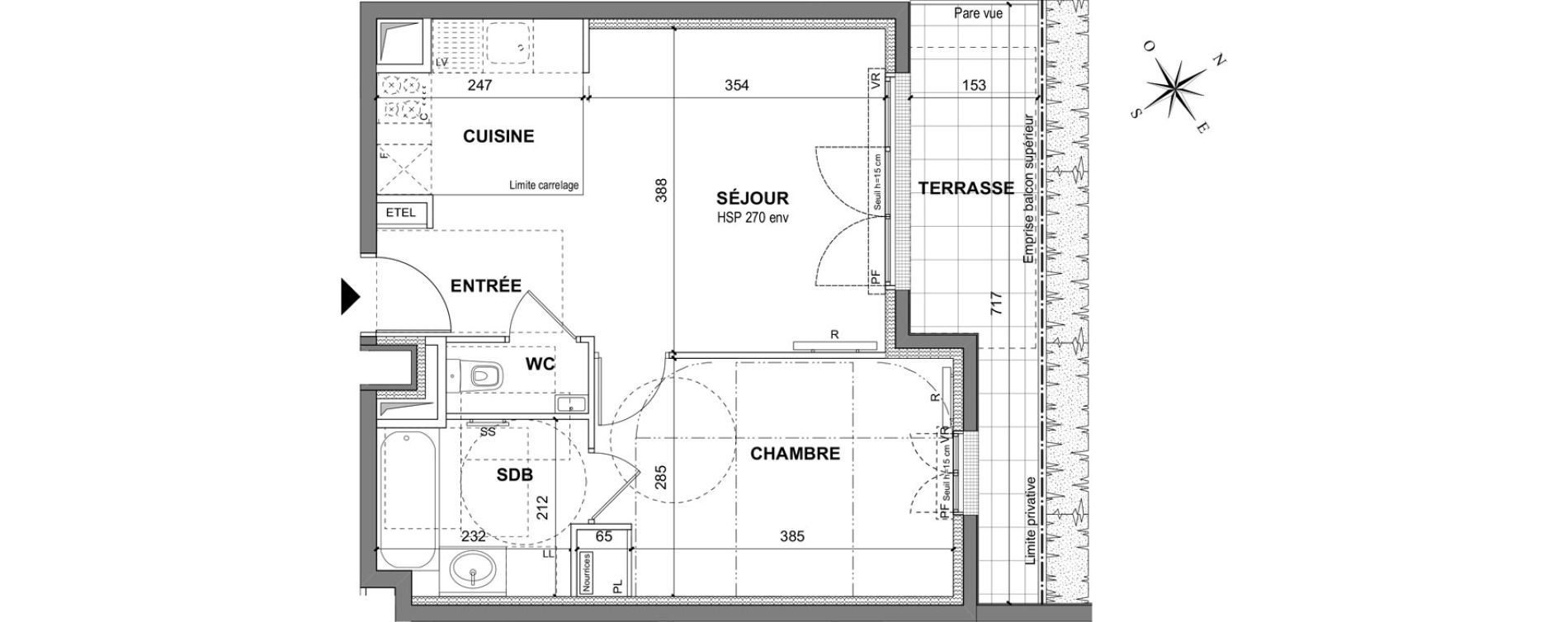 Appartement T2 de 41,30 m2 au Blanc-Mesnil La molette