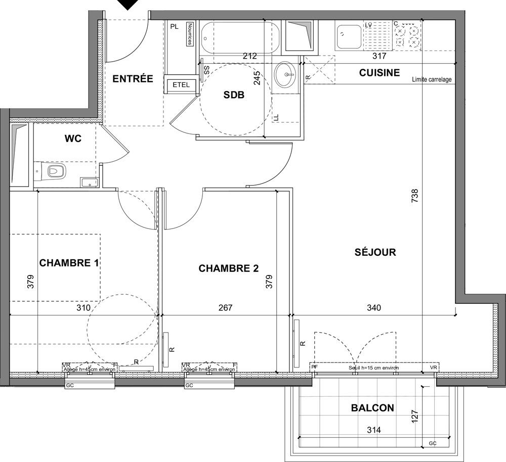 Plan Appartement T3 De 62 55 M² Neuf Résidence « 102 Avenue Aristide