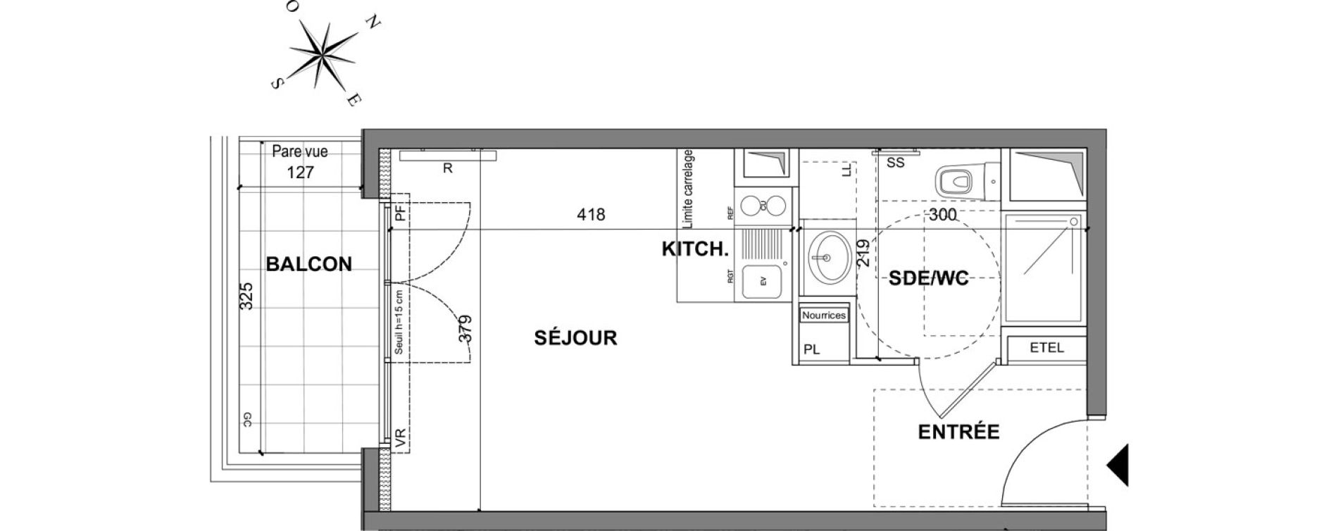 Appartement T1 bis de 25,85 m2 au Blanc-Mesnil La molette