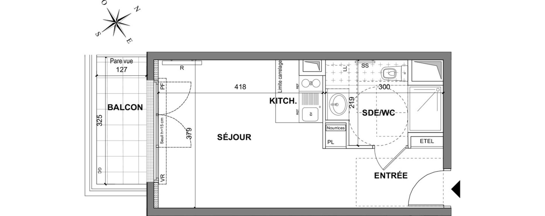 Appartement T1 bis de 25,85 m2 au Blanc-Mesnil La molette