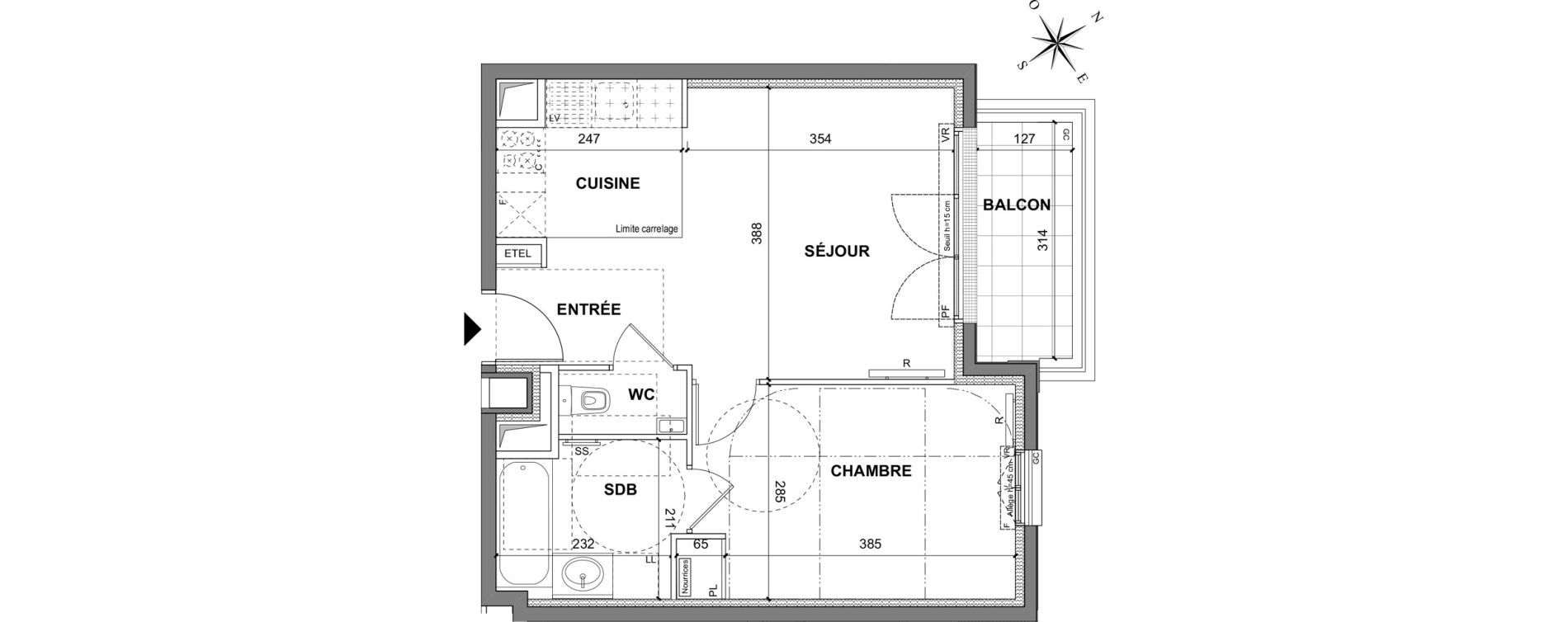 Appartement T2 de 41,35 m2 au Blanc-Mesnil La molette