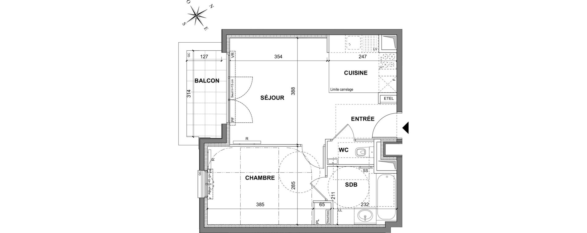Appartement T2 de 41,35 m2 au Blanc-Mesnil La molette