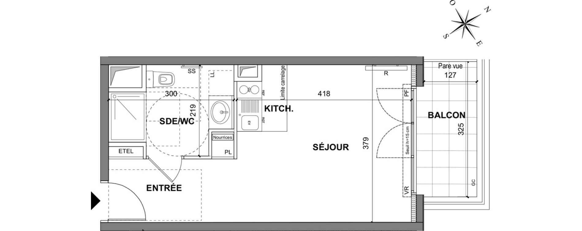 Appartement T1 bis de 25,85 m2 au Blanc-Mesnil La molette